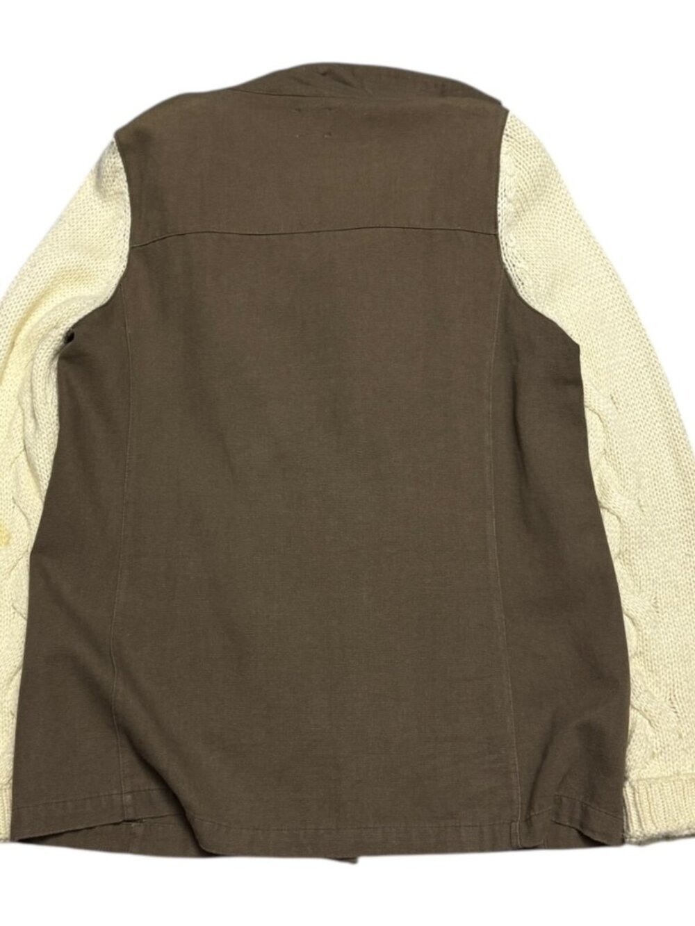 ELLISON Khaki Knit Sleeve Luxury Designer Casual Sweater Jacket Shacket Womens L - Picture 5 of 7
